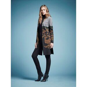 Carlisle Collection Long Floral Knit Cardigan size XL womens black gold